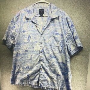 Tommy Bahama Light Blue Sailboat Print Short-Sleeve Camp Shirt